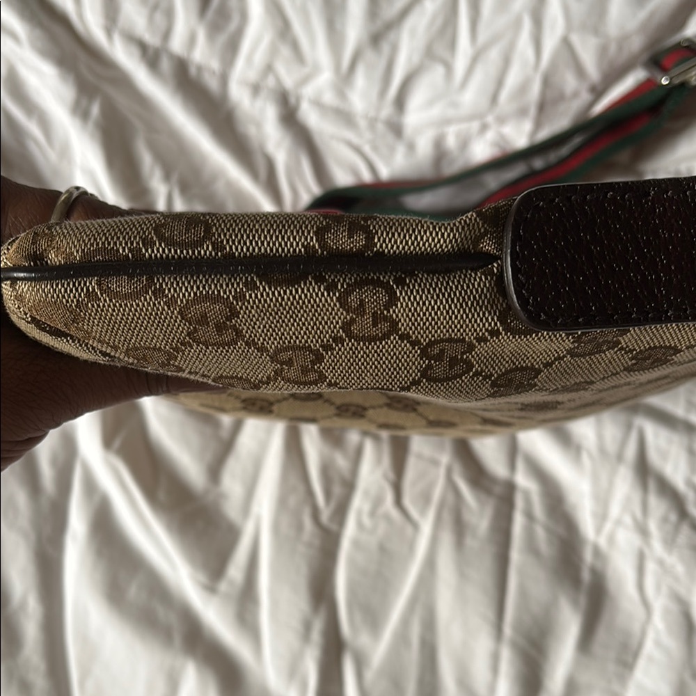 XX SOLD XX Gucci Vintage Tan and Brown Sherry line Crossbody Bag authentic - Picture 7 of 13
